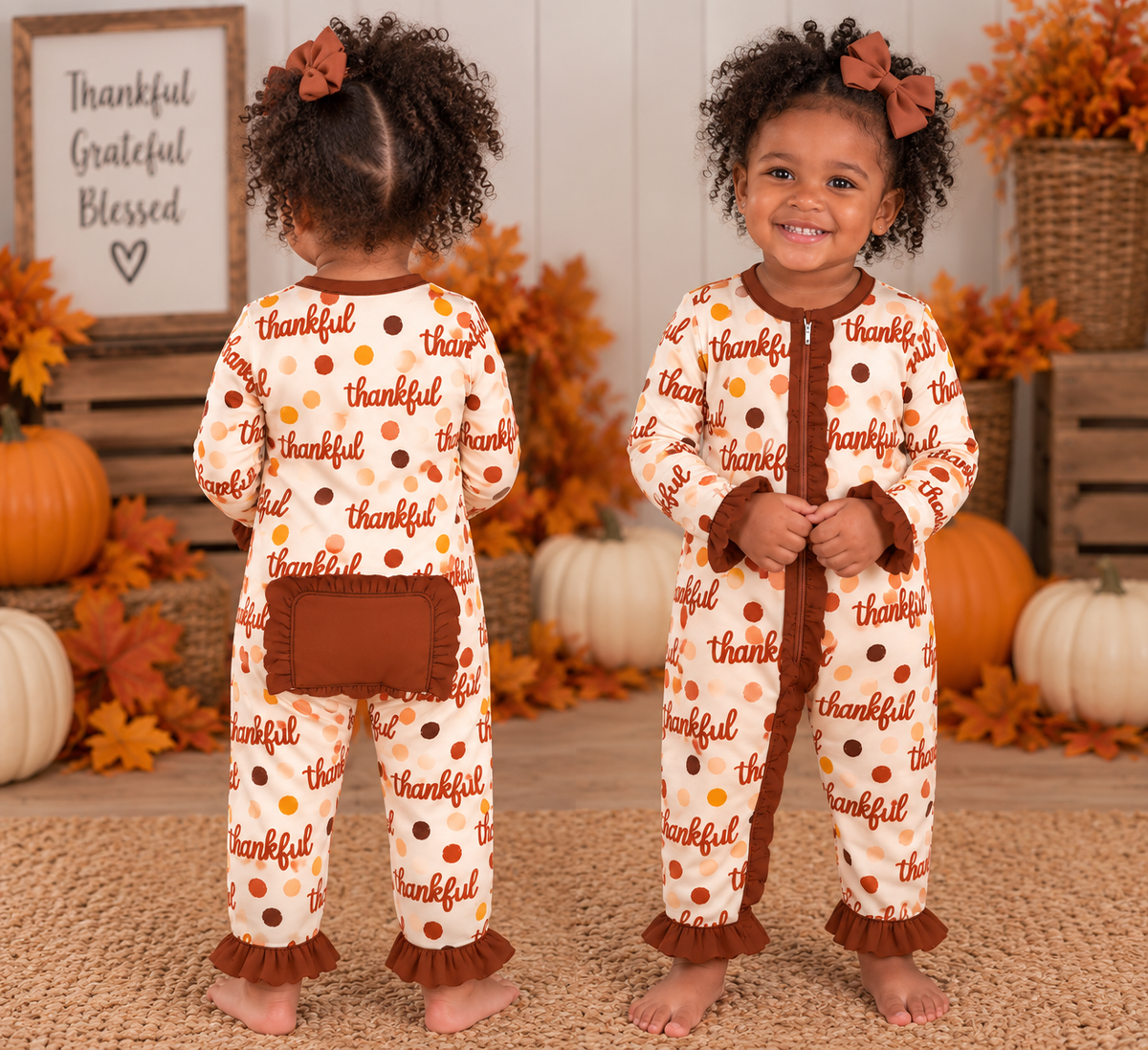Girls' Thankful Romper | Preorder