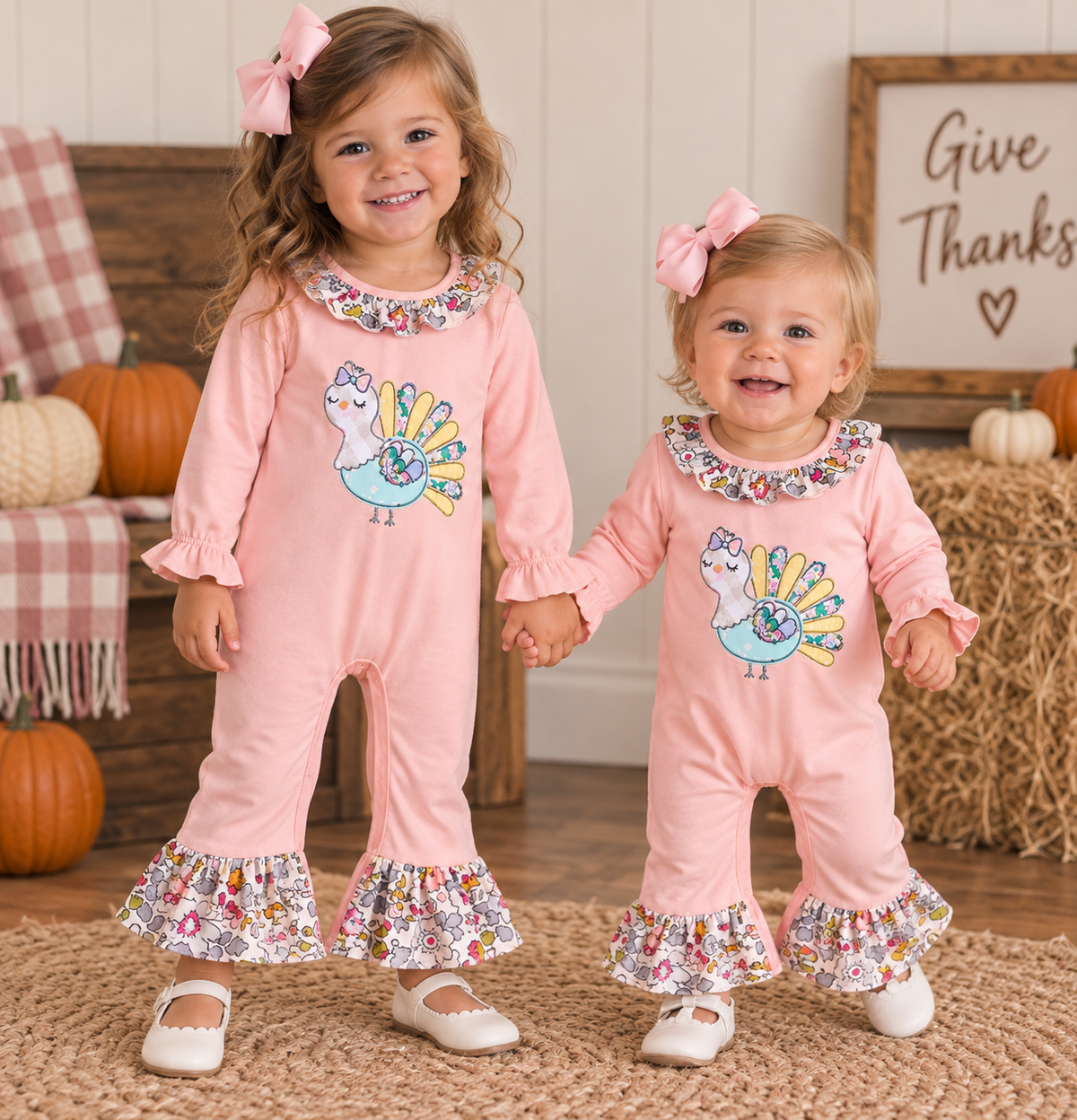 Girls' Turkey Ruffle Romper | Preorder