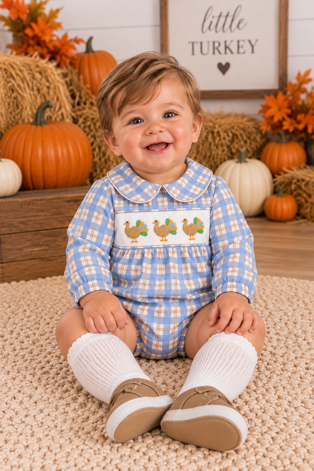 Boys' Blue Plaid Bubble | Preorder