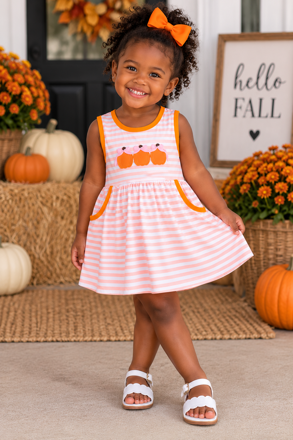 Girls' Three Pumpkin Dress