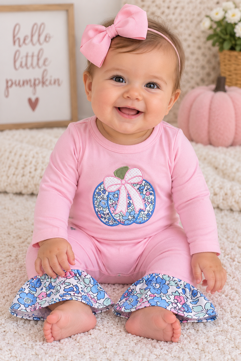 Girls' Pink Pumpkin Romper