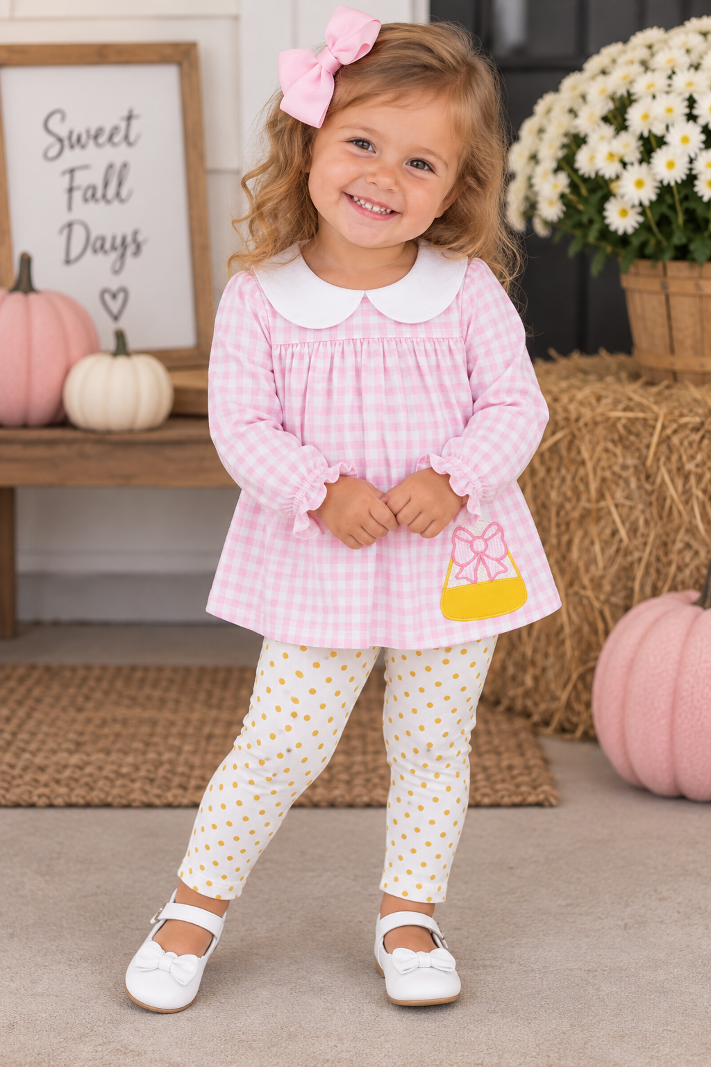 Girls' Candy Corn Gingham Set