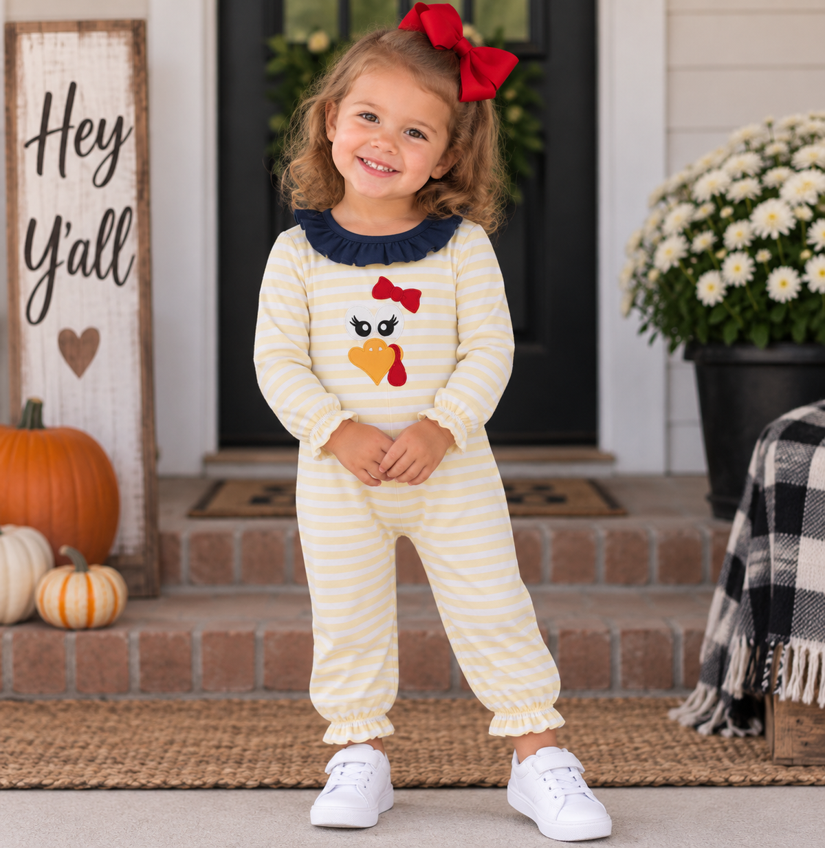 Girls' Turkey Ruffle Romper