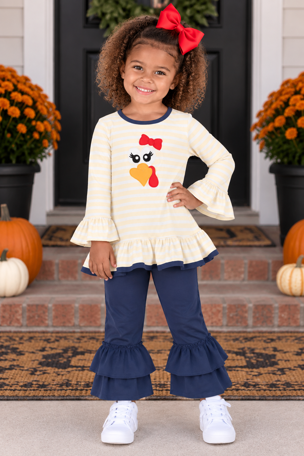 Girls' Turkey Ruffle Pant Set
