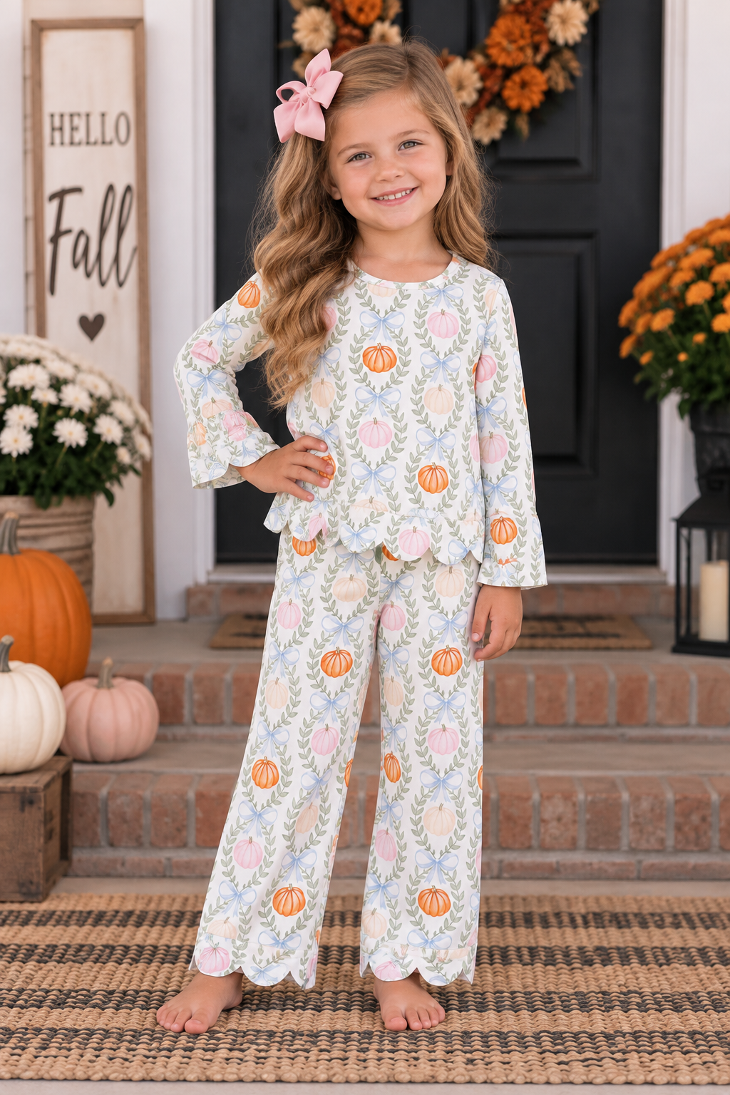 Girls' Pastel Pumpkin Pant Set