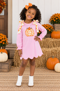 Girls' Pink Pumpkin Bow Dress