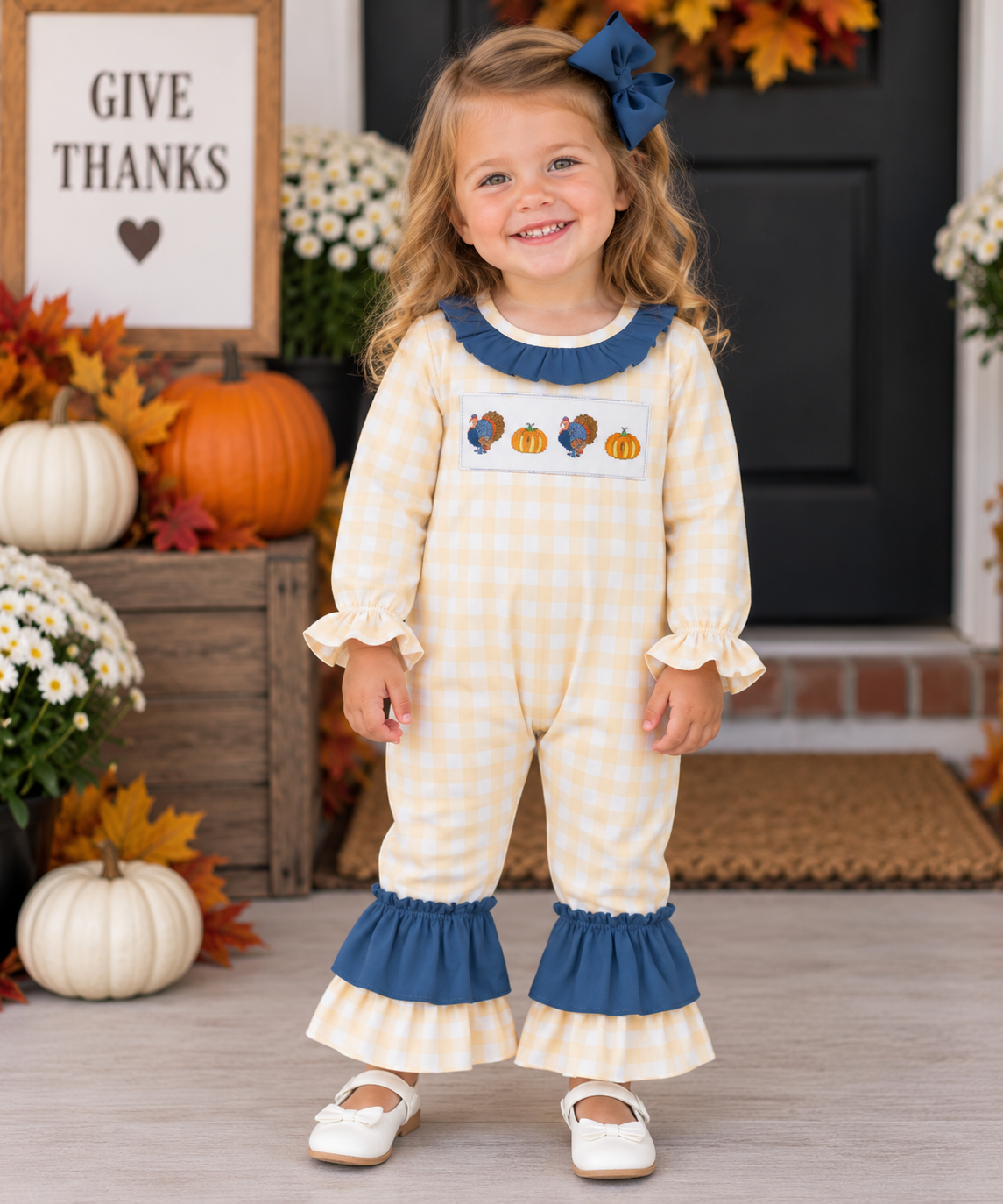 Girls' Turkey Ruffle Romper