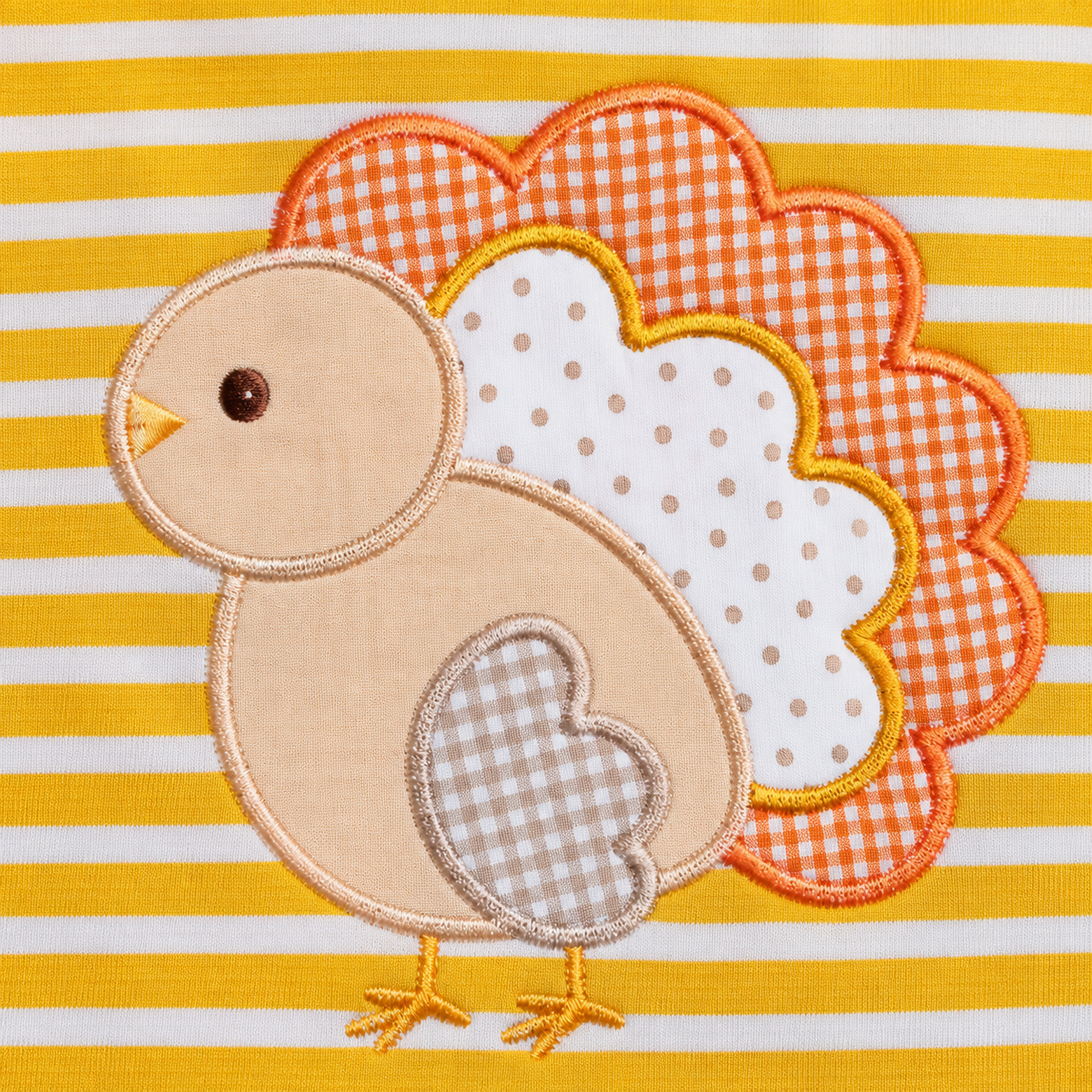 Girls' Orange Stripe Turkey Romper | Preorder
