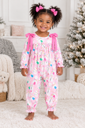 Girls' Pink Snowman Christmas Romper | Preorder