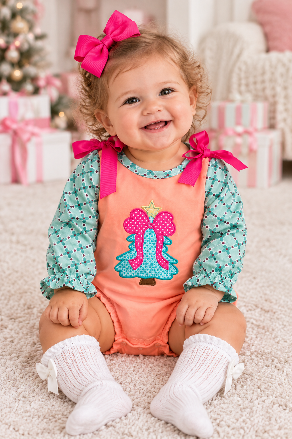 Girls' Pink Bow Tree Bubble | Preorder
