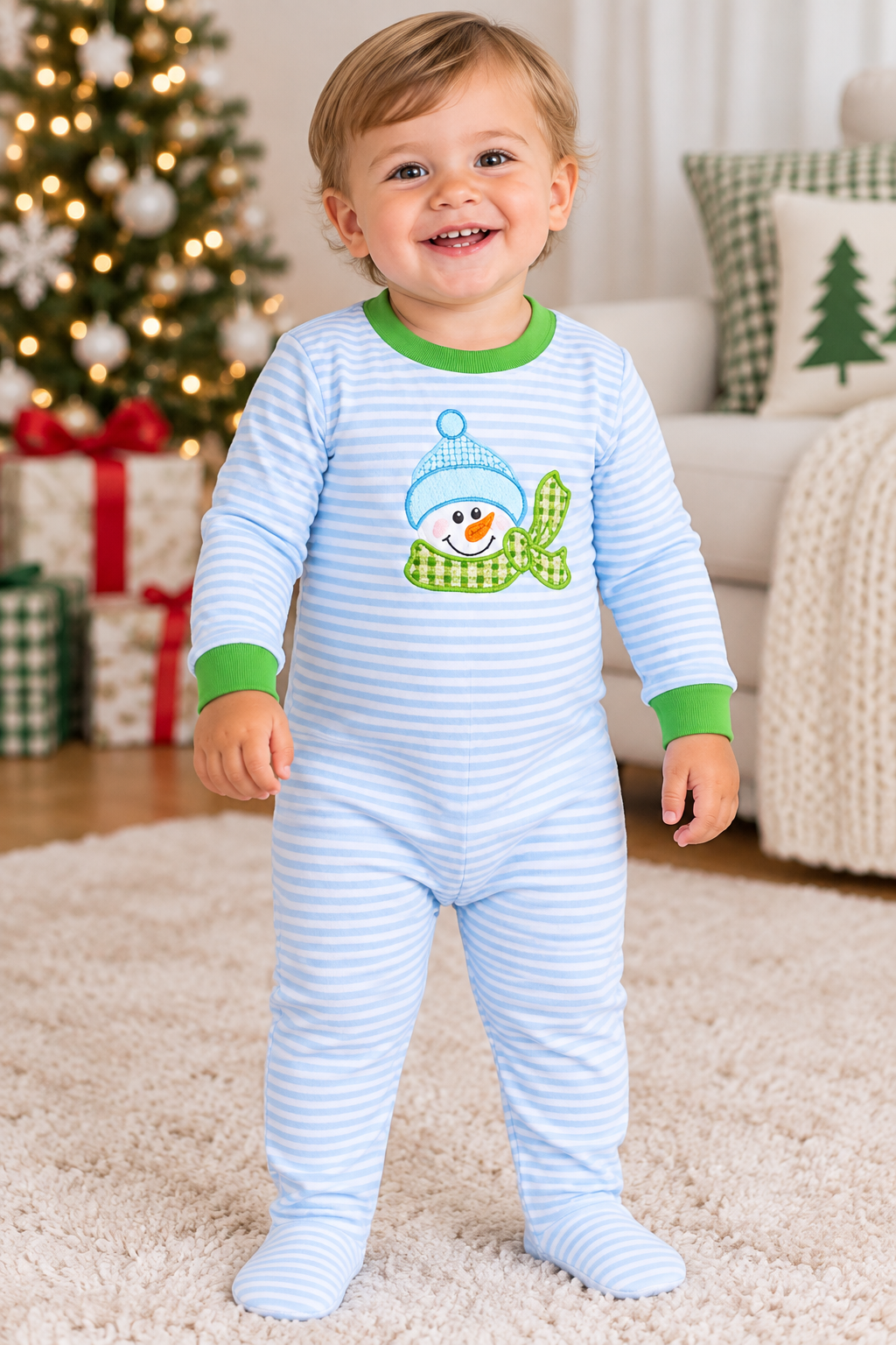 Boys' Frosty Embroidered Romper | Preorder