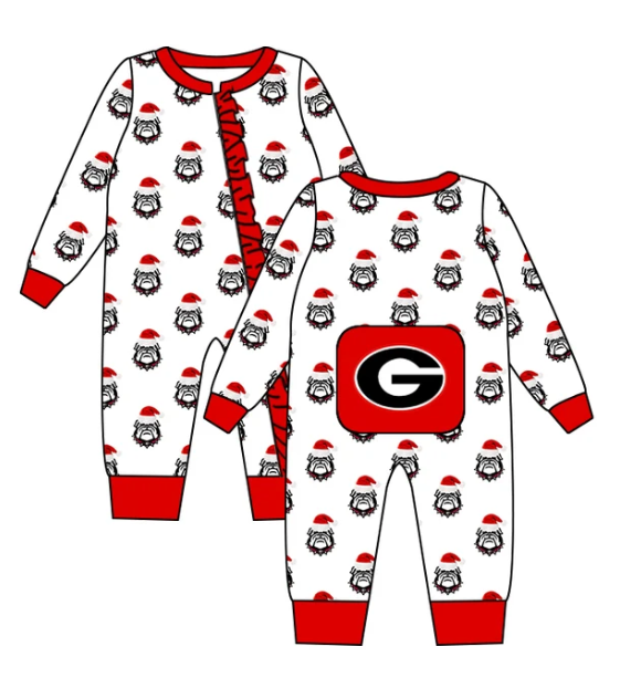 Georgia Bulldog Christmas Romper | preorder