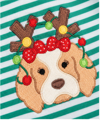 Girls' Christmas Dog Ruffle Romper | Preorder