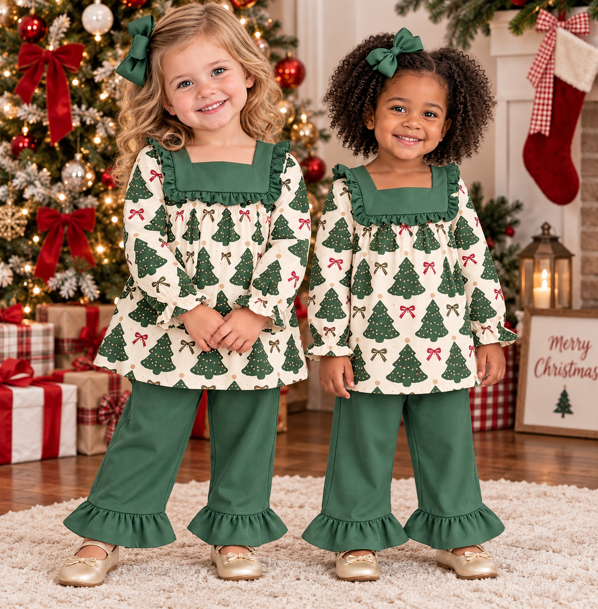 Girls' Evergreen Bows Pant Set | Preorder