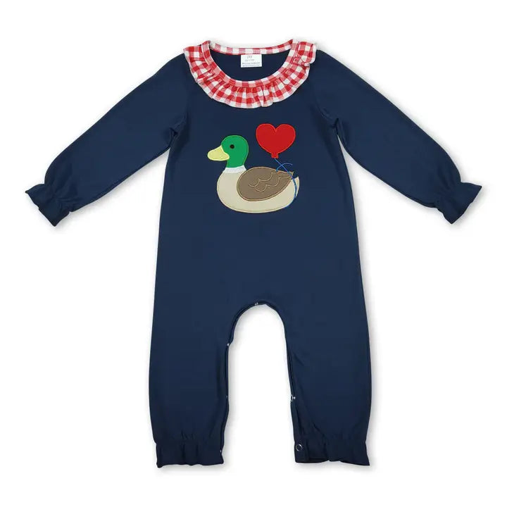 Girls' Duck Valentine Romper| V009 Preorder