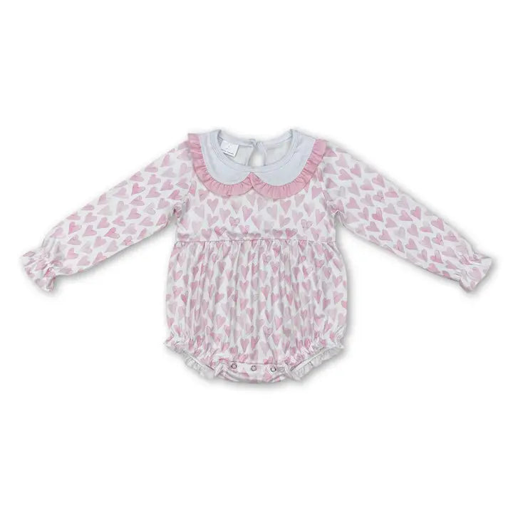 Girls' Pink Heart Romper | V017 Preorder