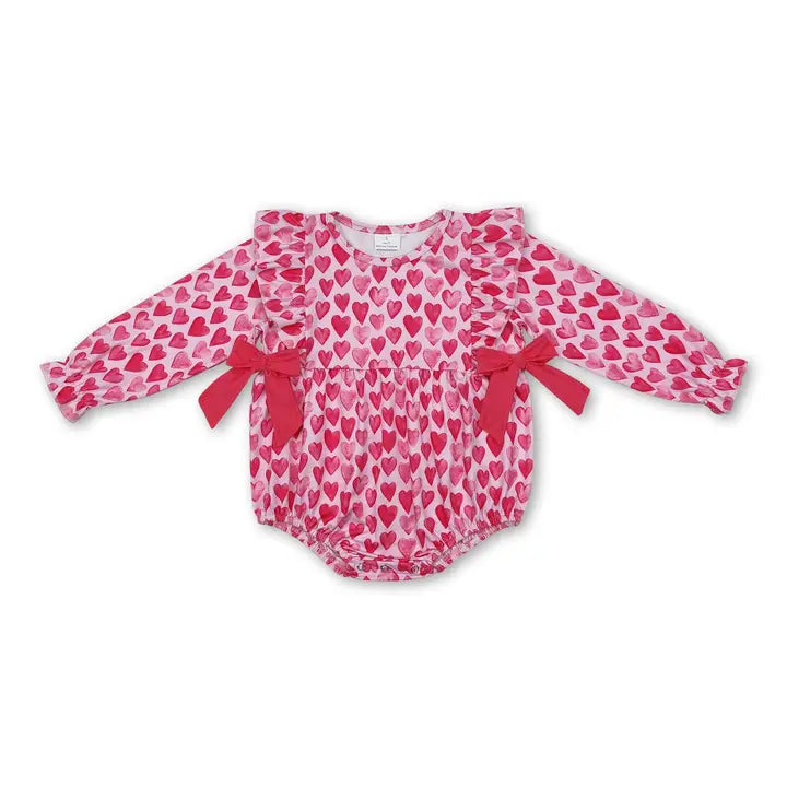 Girls' Heart Bow Romper | V018 Preorder